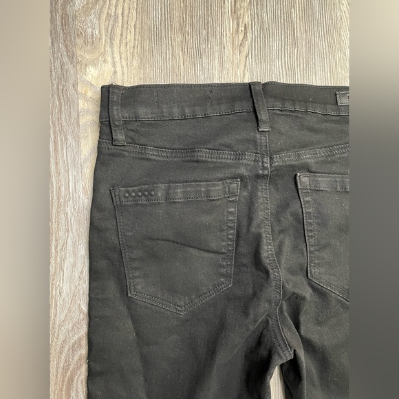 BlankNYC Black White Stripe Cropped Ankle Distressed  Raw Hem Skinny Jeans 27 - Picture 7 of 15